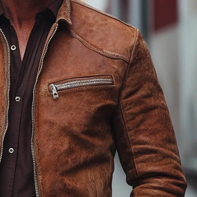 Men's Vintage Casual Suede Motorcycle Zip-Up Jacket 87945776TO sold by Manly product image thumbnail 3