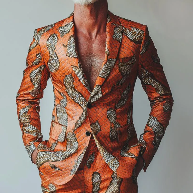 Men's Retro Casual Contrast Snakeskin Print Blazer 69313184TO sold by Manly product image thumbnail 2