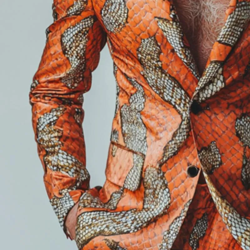 Men's Retro Casual Contrast Snakeskin Print Blazer 69313184TO sold by Manly product image thumbnail 3