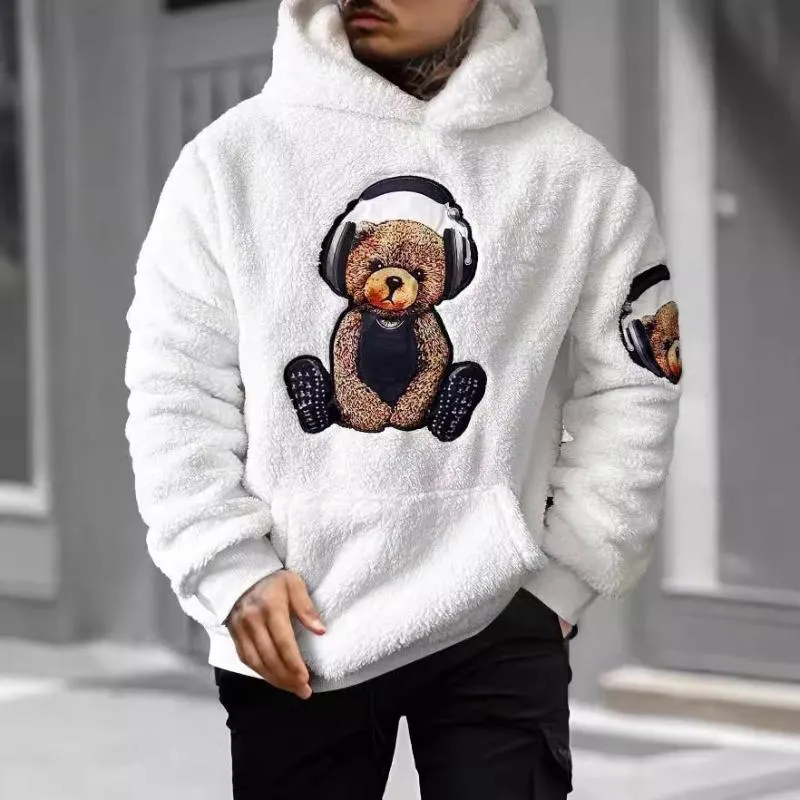 Men's Retro Casual Headphones Teddy Bear Plush Hoodie 99359825TO sold by Manly product image thumbnail 2