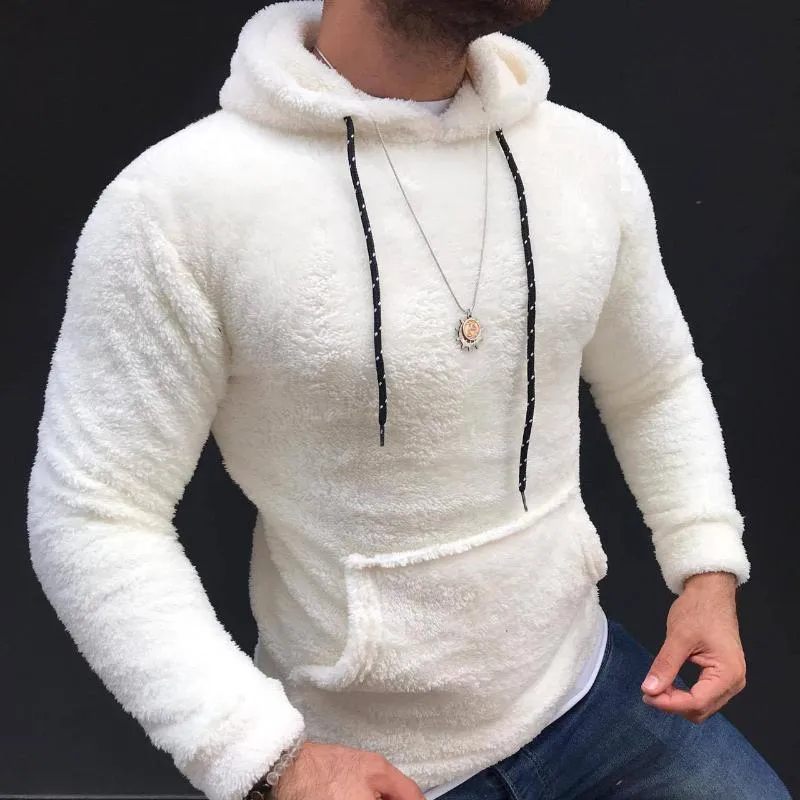Men's Retro Casual Solid Color Plush Hooded Sweatshirt 28269368TO sold by Manly product image thumbnail 4