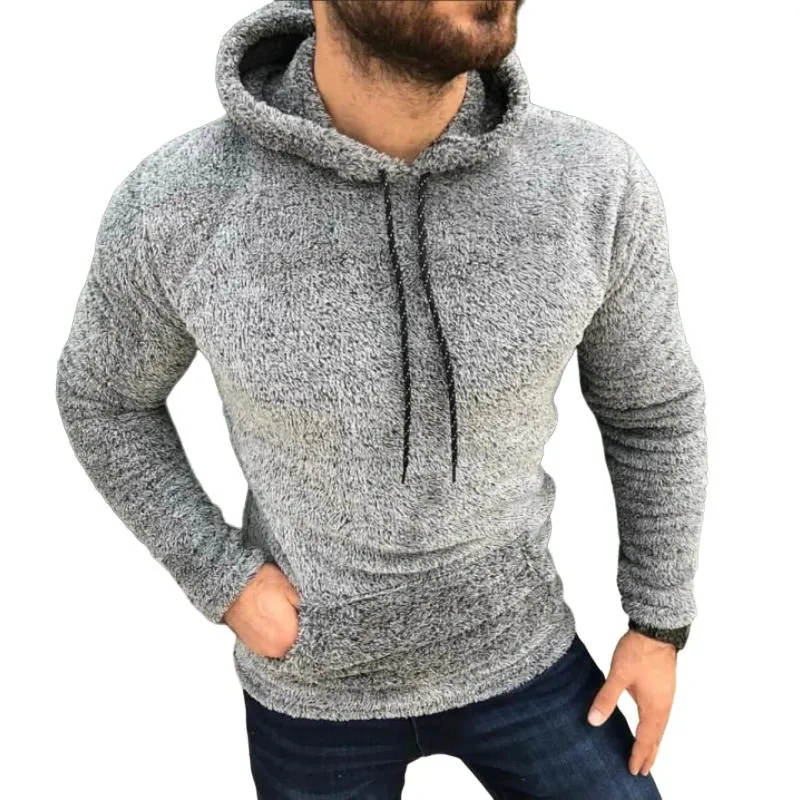 Men's Retro Casual Solid Color Plush Hooded Sweatshirt 28269368TO sold by Manly