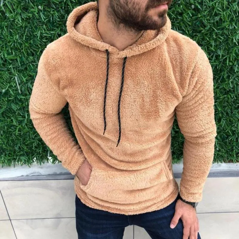 Men's Retro Casual Solid Color Plush Hooded Sweatshirt 28269368TO sold by Manly product image thumbnail 2