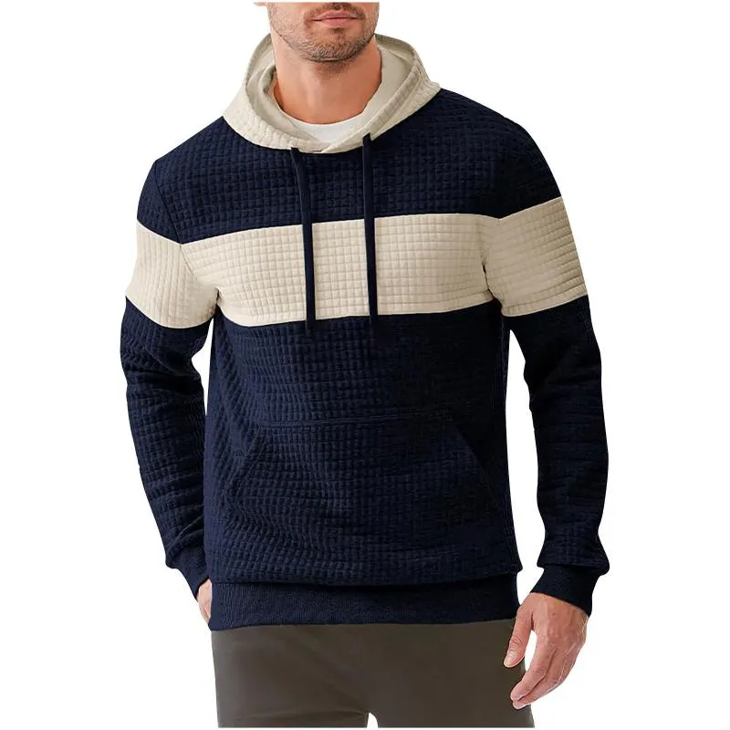 Men's Retro Casual Checkered Colorblock Hooded Sweatshirt 62833564TO sold by Manly product image thumbnail 2