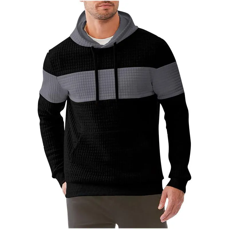 Men's Retro Casual Checkered Colorblock Hooded Sweatshirt 62833564TO sold by Manly product image thumbnail 3