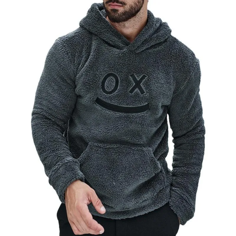 Men's Retro Casual Smiley Plush Hooded Sweatshirt 27202091TO sold by Manly