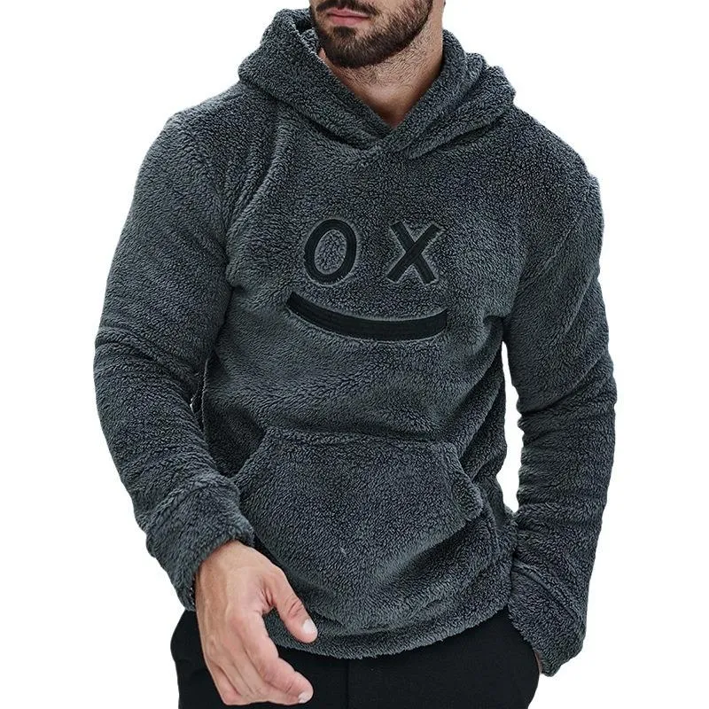 Men's Retro Casual Smiley Plush Hooded Sweatshirt 27202091TO sold by Manly