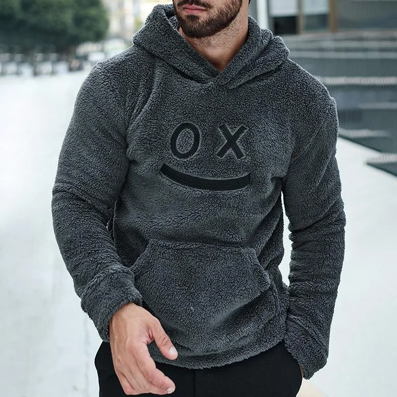 Men's Retro Casual Smiley Plush Hooded Sweatshirt 27202091TO sold by Manly product image thumbnail 2