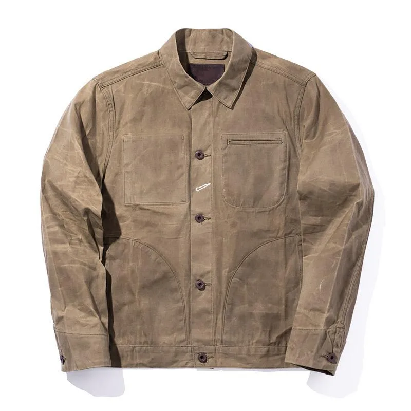 Men's Vintage Casual Multi-Pocket Workwear Waxed Jacket 04864287TO sold by Manly product image thumbnail 2