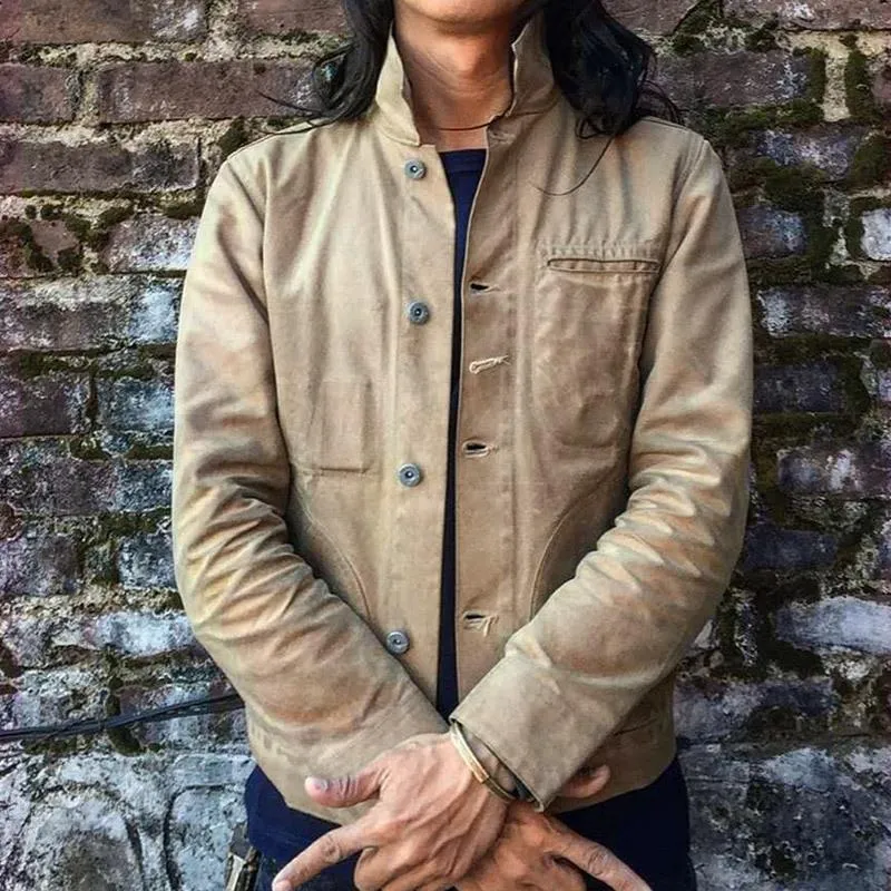 Men's Vintage Casual Multi-Pocket Workwear Waxed Jacket 04864287TO sold by Manly product image thumbnail 3