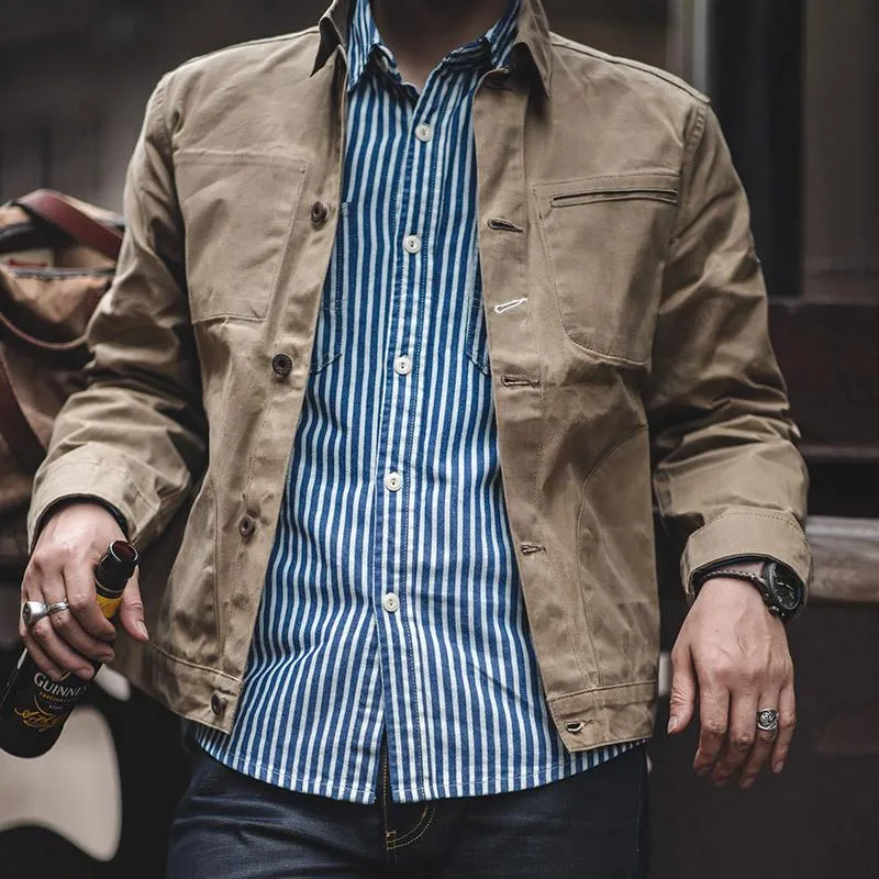 Men's Vintage Casual Multi-Pocket Workwear Waxed Jacket 04864287TO sold by Manly product image thumbnail 5