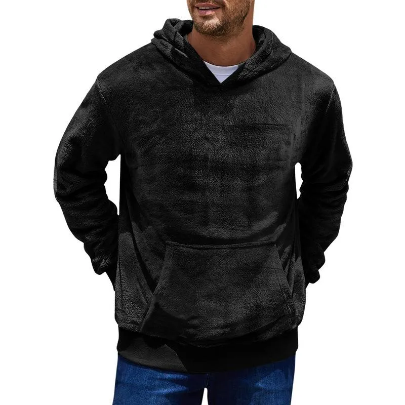 Men's Solid Fleece Loose Kangaroo Pocket Long Sleeve Casual Hoodie 40027860Z sold by Manly product image thumbnail 2