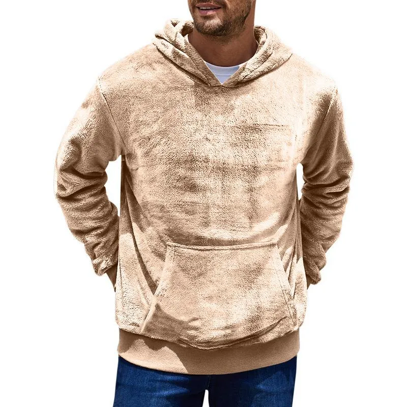 Men's Solid Fleece Loose Kangaroo Pocket Long Sleeve Casual Hoodie 40027860Z sold by Manly product image thumbnail 5
