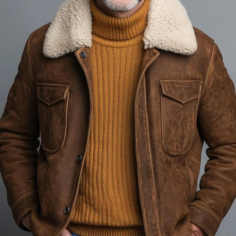 Men's Fashion Fleece Lapel Suede Single Breasted Casual Jacket 73974994Z sold by Manly product image thumbnail 3