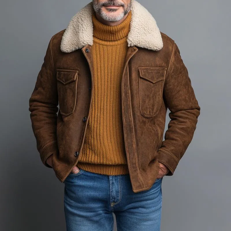 Men's Fashion Fleece Lapel Suede Single Breasted Casual Jacket 73974994Z sold by Manly product image thumbnail 2