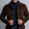 Men's Fashion Solid Suede Lapel Chest Pocket Single Breasted Casual Jacket 14372982Z sold by Manly