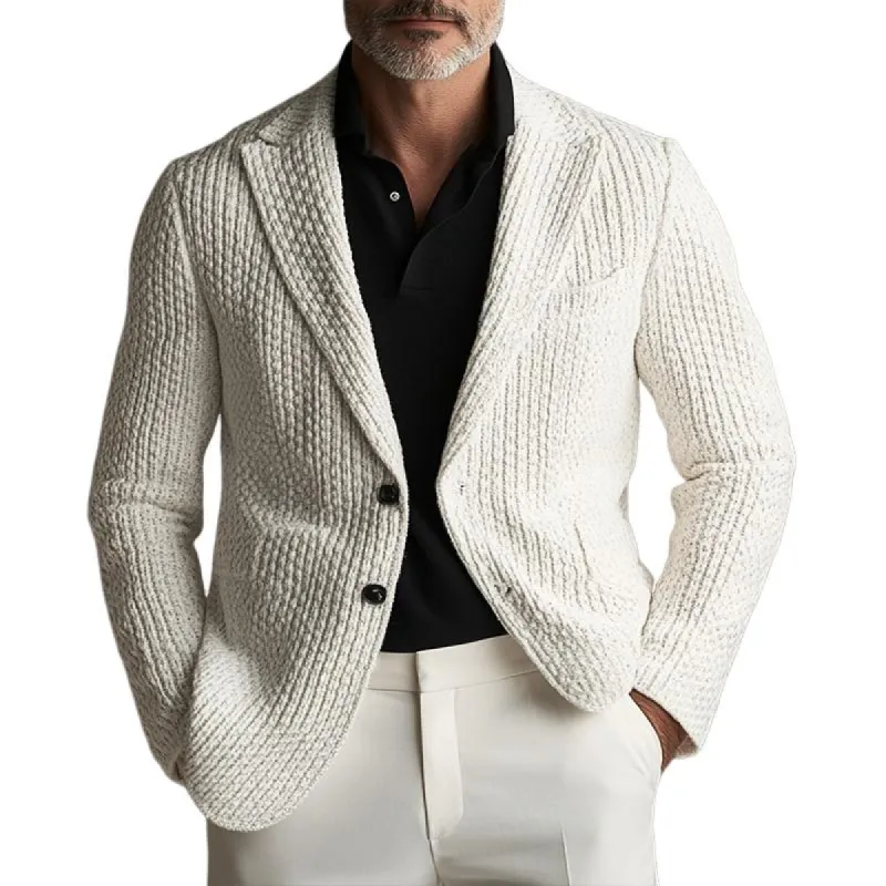 Men's Solid Color Knit Peak Lapel Single Breasted Casual Blazer Jacket 21871084Z sold by Manly