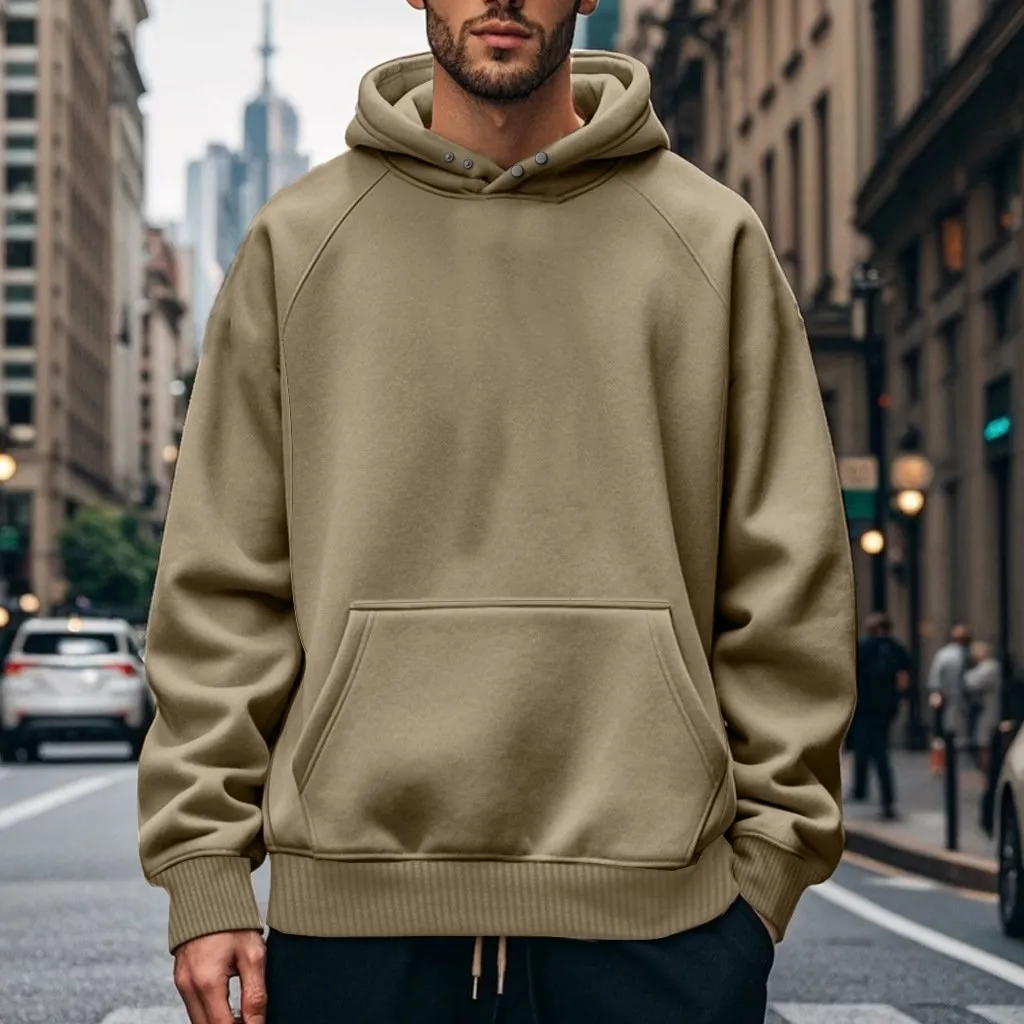 Men's Solid Plush Loose Long Sleeve Casual Hoodie 26408262Z sold by Manly product image thumbnail 5