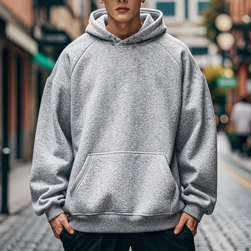 Men's Solid Plush Loose Long Sleeve Casual Hoodie 26408262Z sold by Manly product image thumbnail 2
