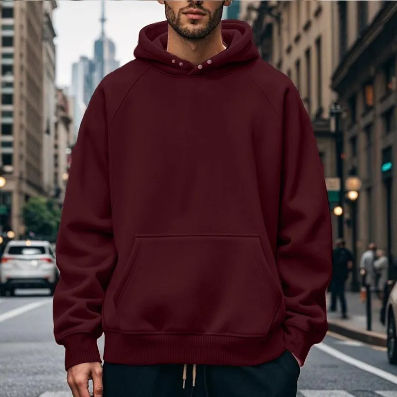 Men's Solid Plush Loose Long Sleeve Casual Hoodie 26408262Z sold by Manly product image thumbnail 4