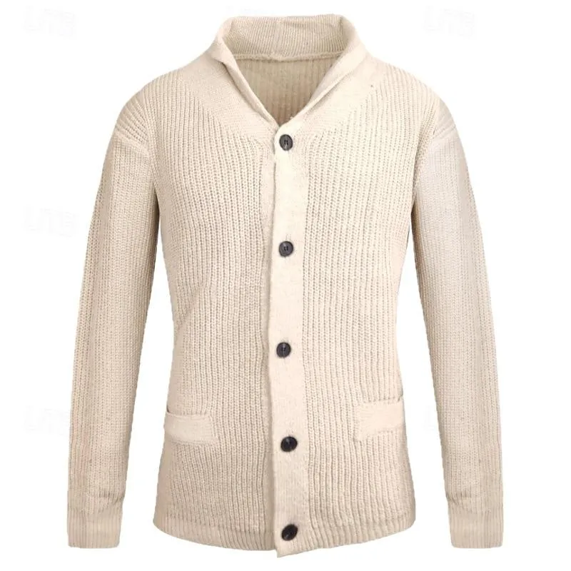 Men's Solid Lapel Single Breasted Knit Cardigan 48680472Y sold by Manly product image thumbnail 4