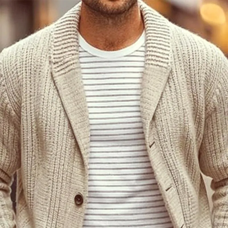 Men's Solid Lapel Single Breasted Knit Cardigan 48680472Y sold by Manly product image thumbnail 2