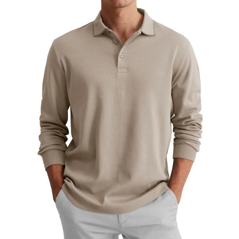 Men's Solid Color Button-Down Lapel Long-Sleeved Polo Shirt 37072230Y sold by Manly product image thumbnail 5