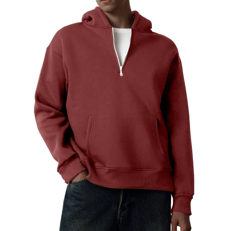 Men's Solid Color Zipper Kangaroo Pocket Hooded Sweatshirt 30331569Y sold by Manly product image thumbnail 5