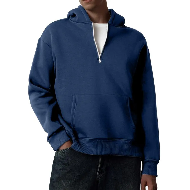 Men's Solid Color Zipper Kangaroo Pocket Hooded Sweatshirt 30331569Y sold by Manly product image thumbnail 4