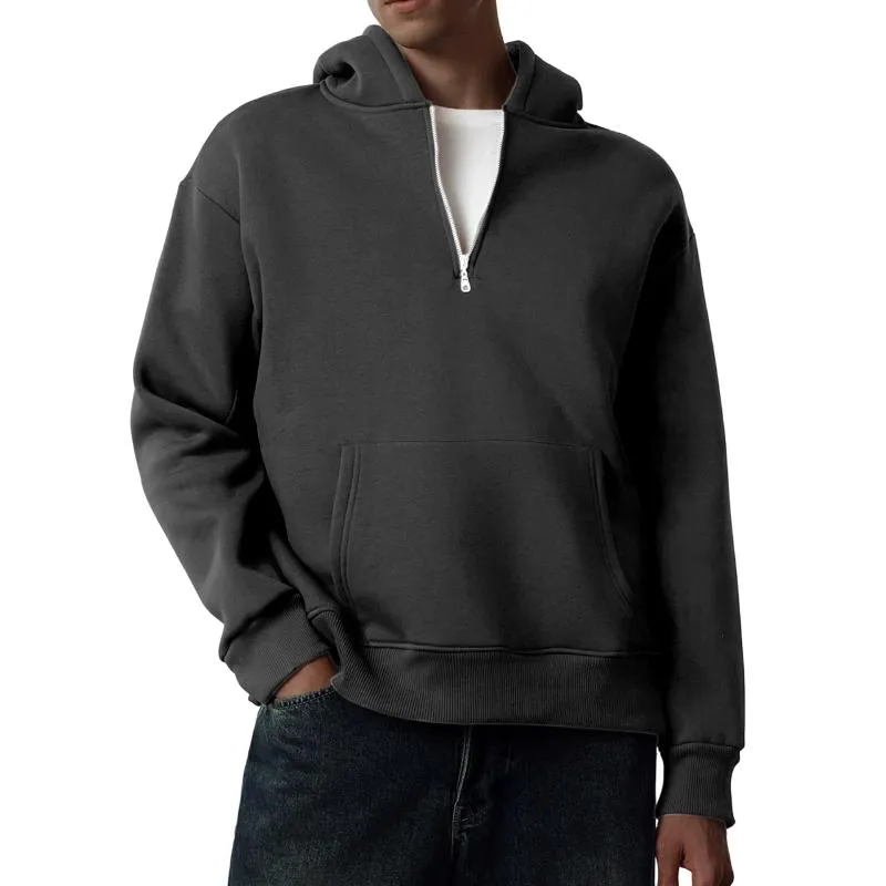 Men's Solid Color Zipper Kangaroo Pocket Hooded Sweatshirt 30331569Y sold by Manly