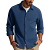 Men's Casual Solid Color Lapel Long Sleeve Shirt 92125385Y sold by Manly