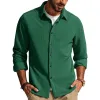 Men's Casual Solid Color Lapel Long Sleeve Shirt 92125385Y sold by Manly