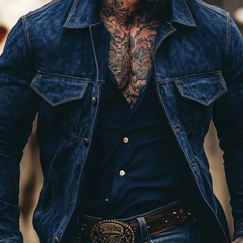 Men's Solid Suede Chest Pocket Jacket 05287009Y sold by Manly product image thumbnail 2