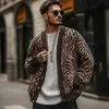 Men's Vintage Zebra Jacquard Collarless Knit Cardigan 95417741Y sold by Manly