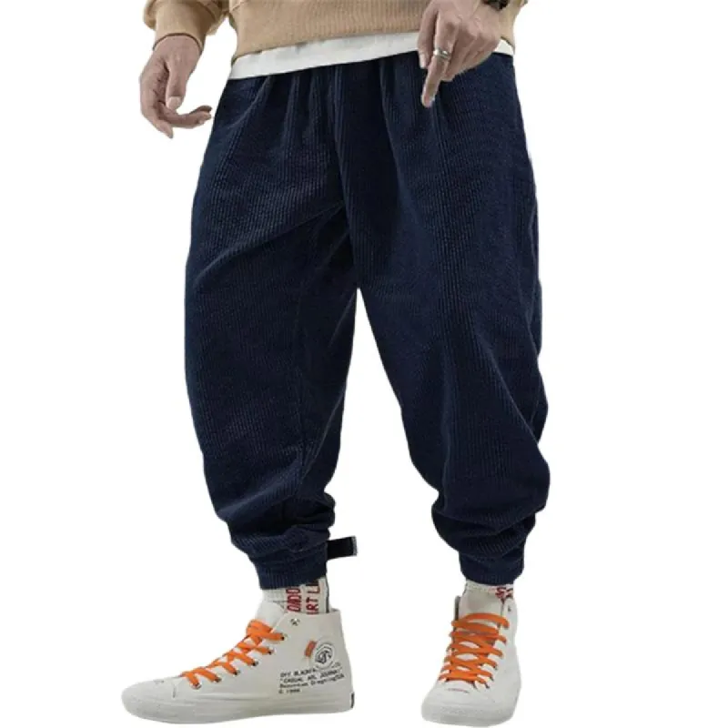 Men's Fashion Corduroy Elastic Waist Loose Cuff Pants 87824709M sold by Manly