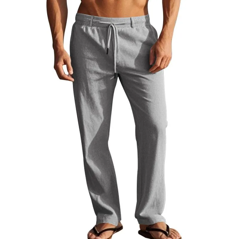Men's Casual Solid Color Cotton Linen Loose Pants 19682760M sold by Manly