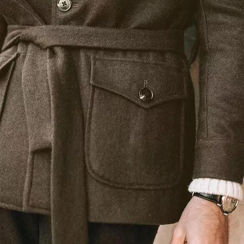 Men's Solid Color Slim-fit Stand Collar Woolen Coat 23503335U sold by Manly product image thumbnail 5