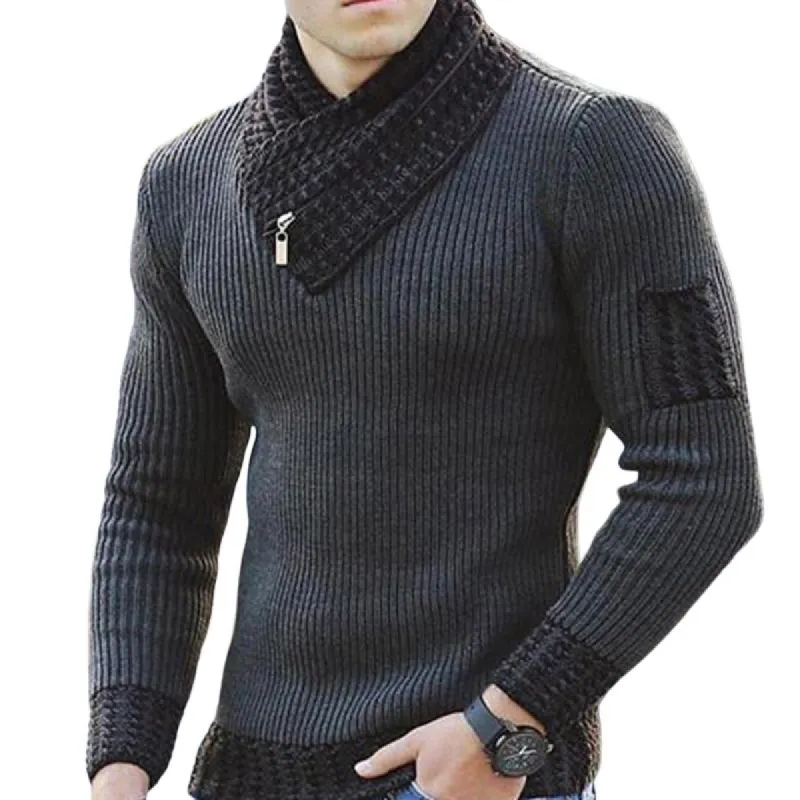 Men's Scarf Collar Knitted Pullover Sweater 81087121U sold by Manly
