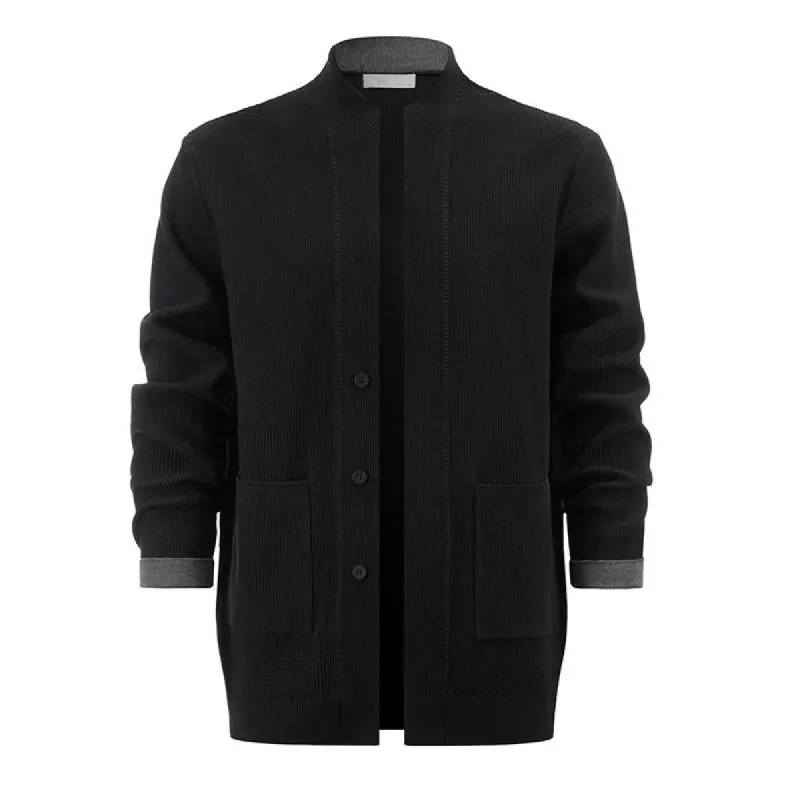 Men's Solid Color Retro Single-breasted Casual Knitted Cardigan 31656649X sold by Manly