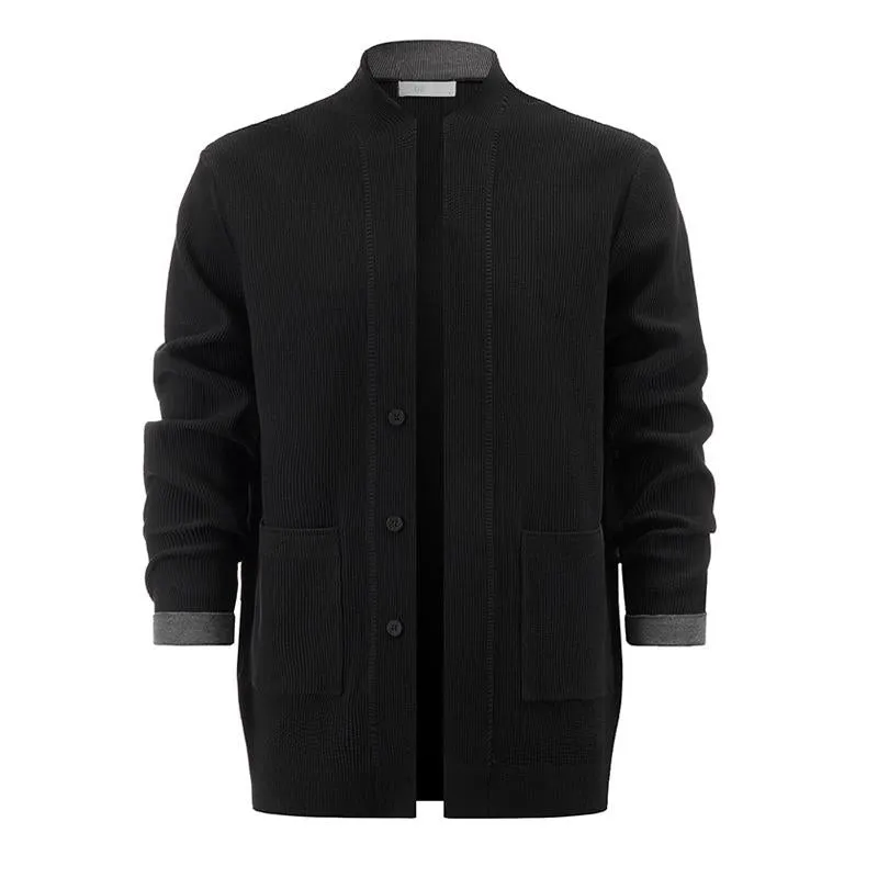 Men's Solid Color Retro Single-breasted Casual Knitted Cardigan 31656649X sold by Manly