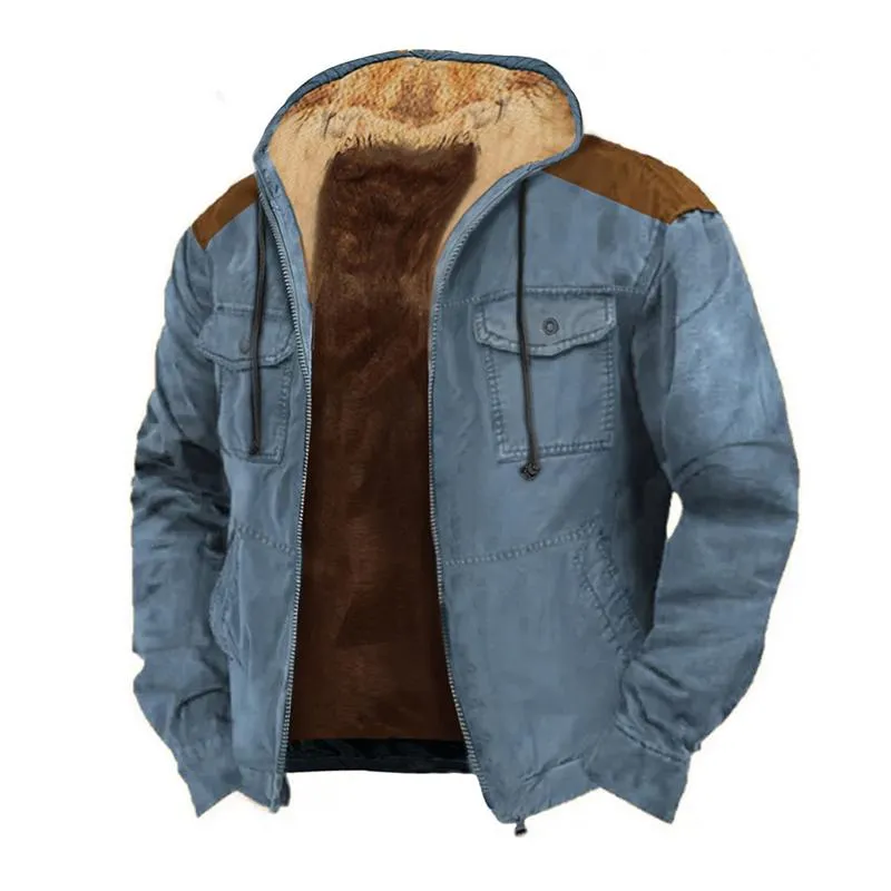 Men's Printed Multi-Pocket Zip-Up Hooded Jacket 05607537X sold by Manly product image thumbnail 4