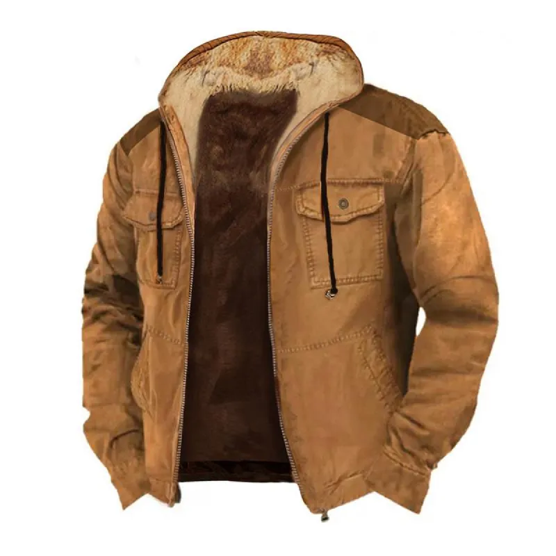 Men's Printed Multi-Pocket Zip-Up Hooded Jacket 05607537X sold by Manly