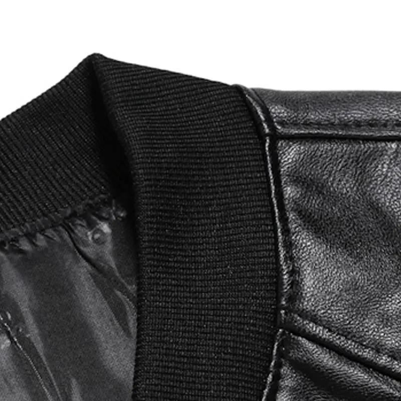 Men's Solid Collar Zipper Leather Jacket 70056589X sold by Manly product image thumbnail 3