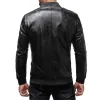 Men's Solid Collar Zipper Leather Jacket 70056589X sold by Manly