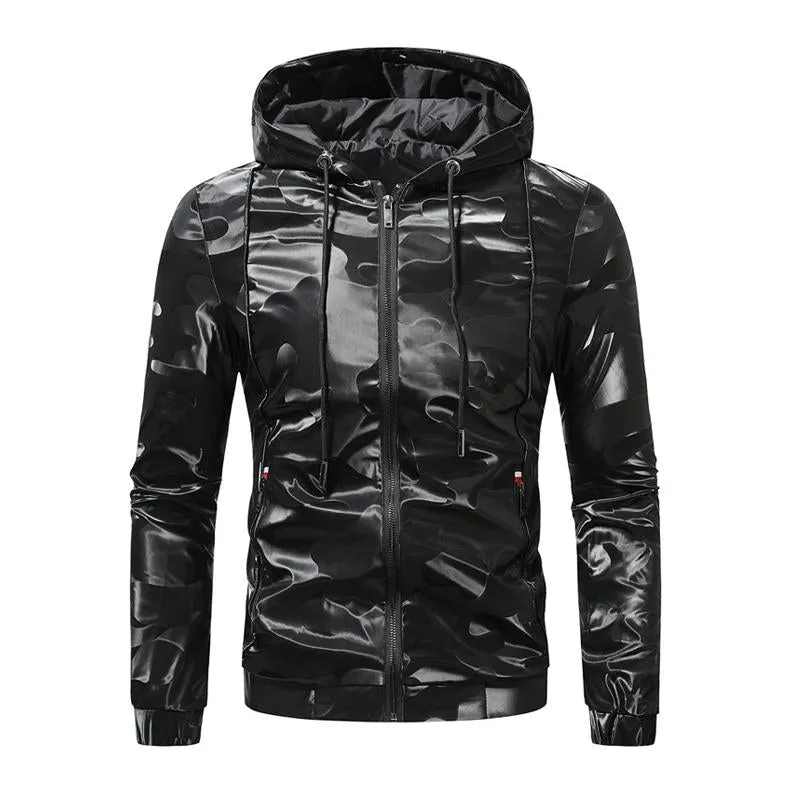 Men's Vintage Hooded Camouflage Leather Jacket 53854877X sold by Manly