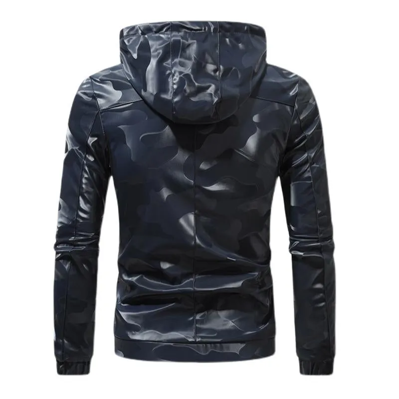 Men's Vintage Hooded Camouflage Leather Jacket 53854877X sold by Manly product image thumbnail 4