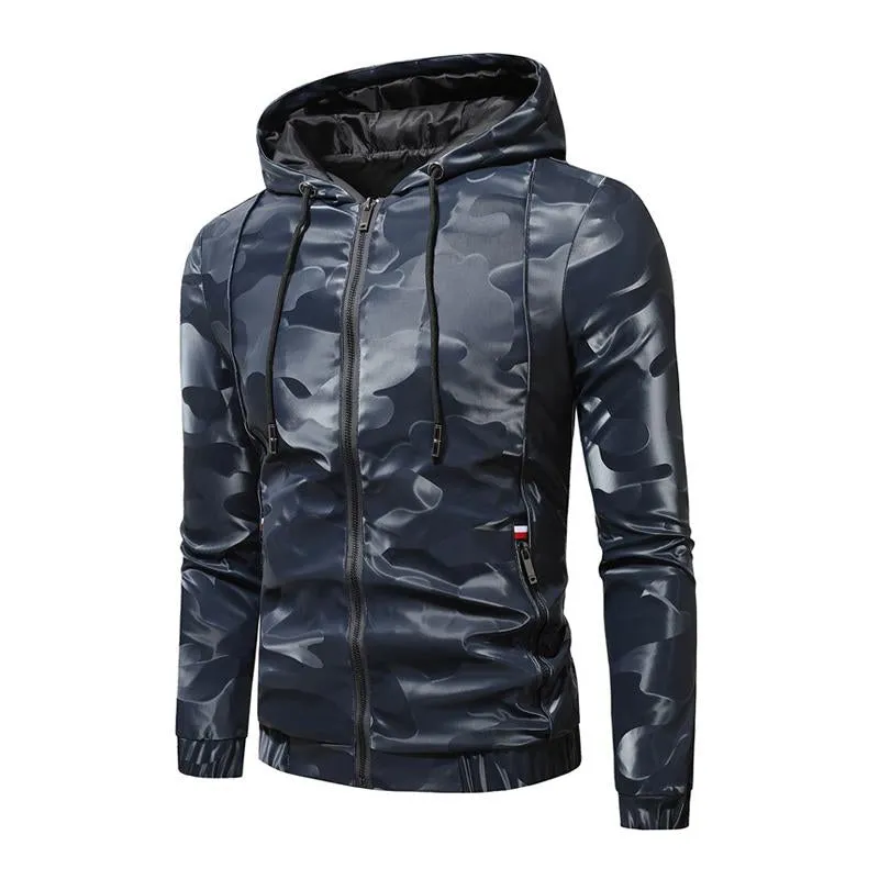 Men's Vintage Hooded Camouflage Leather Jacket 53854877X sold by Manly product image thumbnail 3