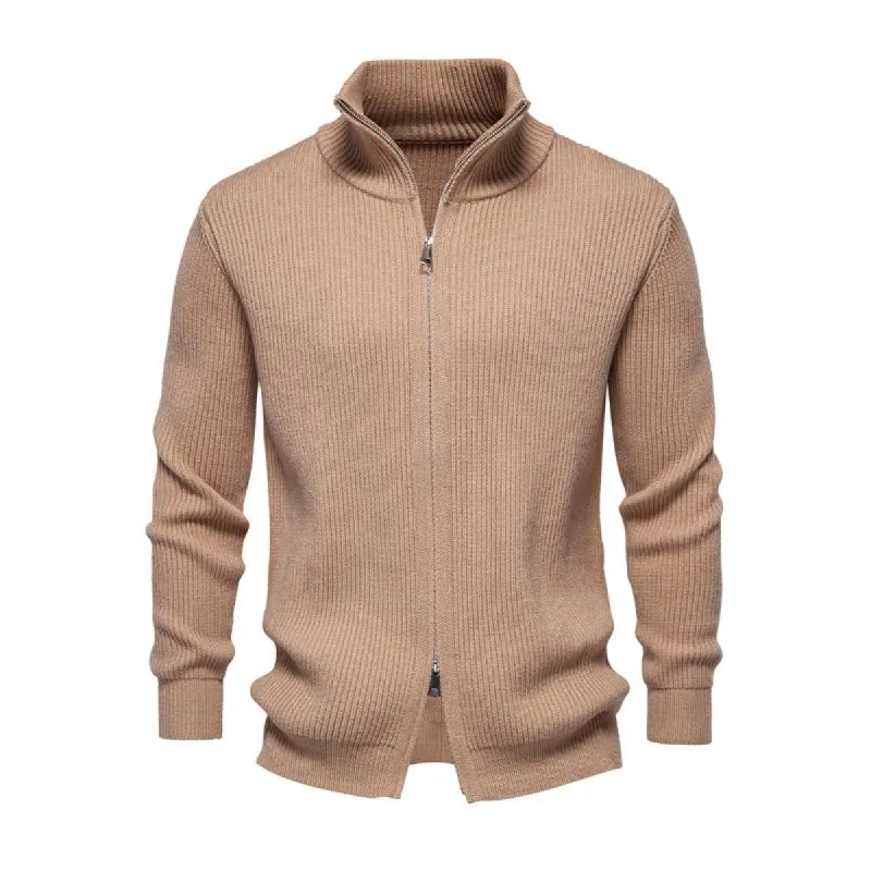 Men's Casual Solid Color Turtleneck Zipper Slim Fit Knit Cardigan 00296441M sold by Manly
