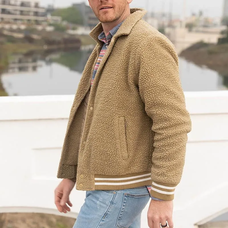 Men's Casual Lapel Lamb Wool Warm Thick Loose Jacket 57245193M sold by Manly product image thumbnail 3