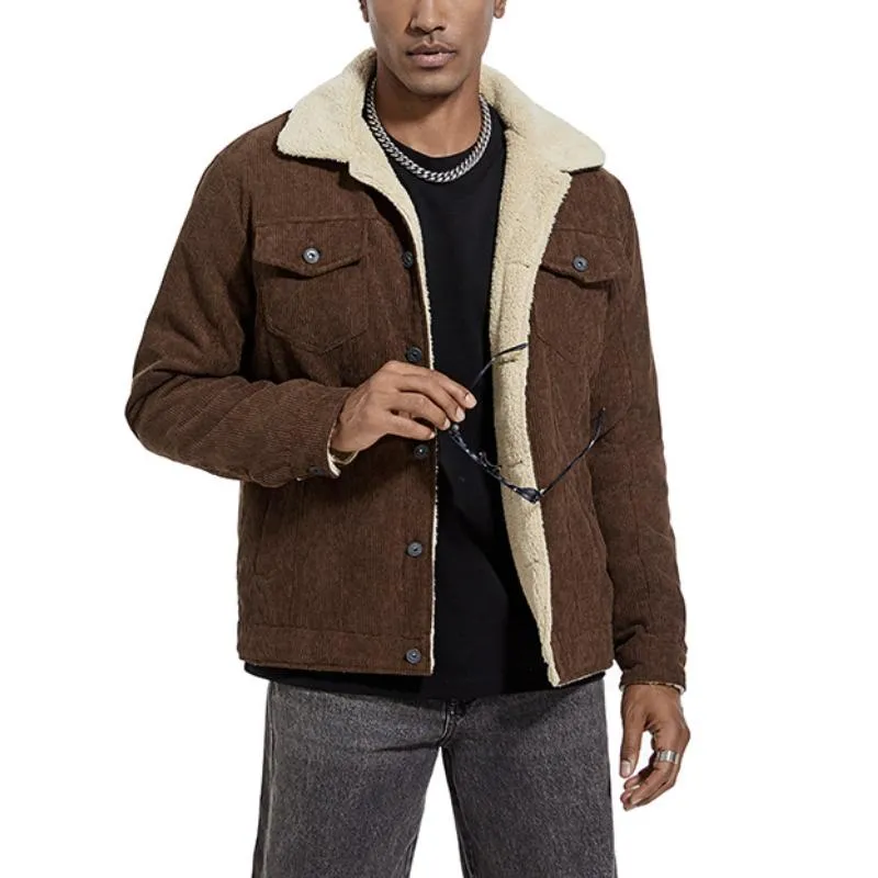 Men's Solid Color Lambswool Lining Corduroy Jacket 02133587Y sold by Manly product image thumbnail 4